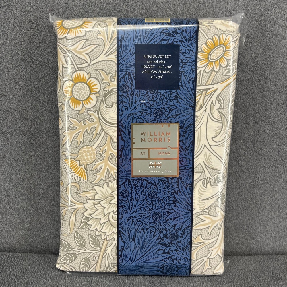 William Morris At Home Duvet Set King Taupe Double Bough Floral Arts and Crafts